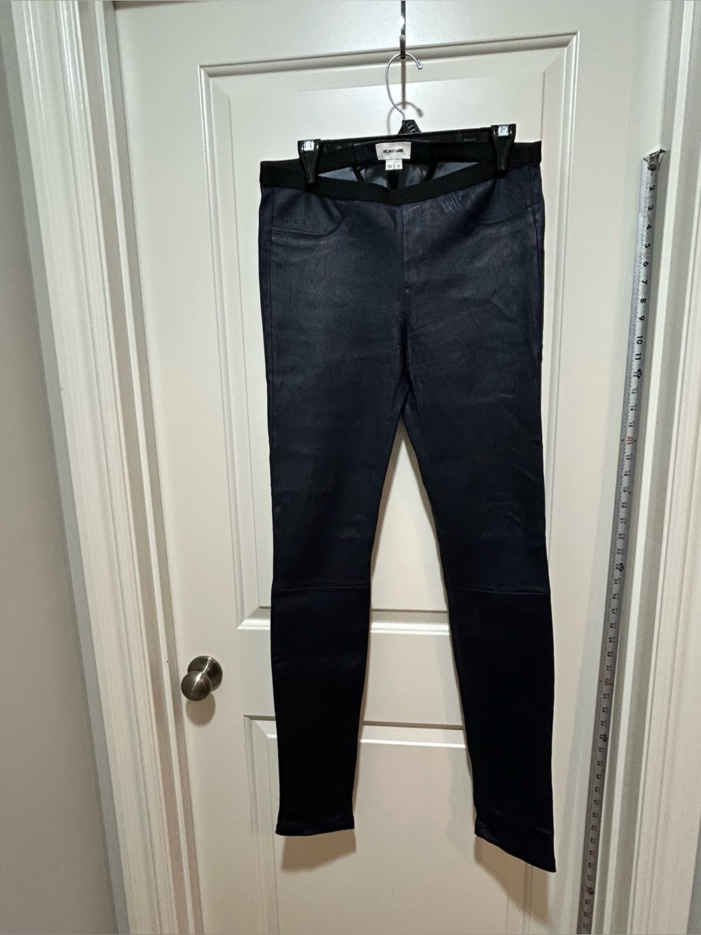 Helmut Lang women’s size 10 Black lamb skin leather Skinny stretch leggings